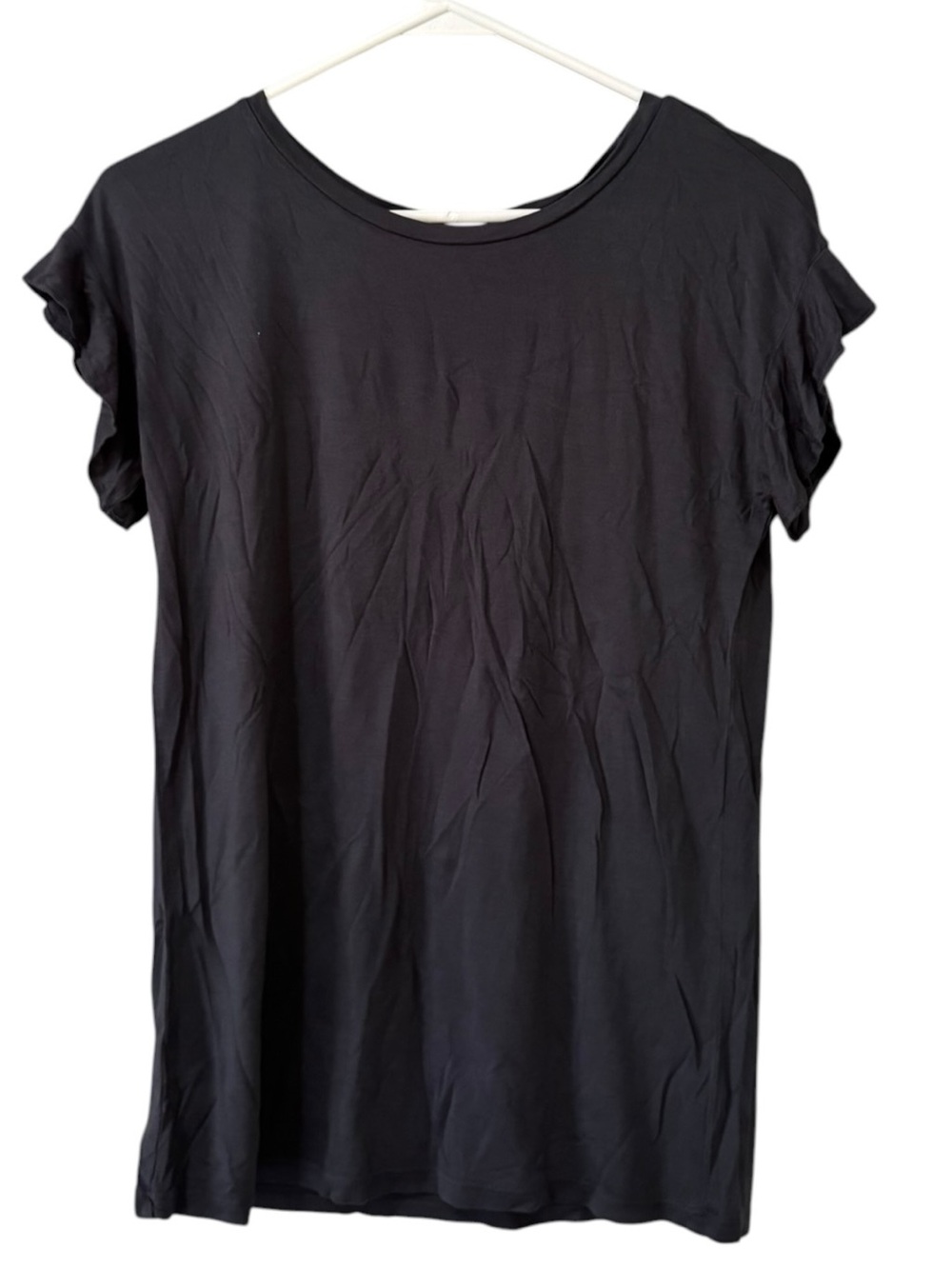 LOFT Dark Gray Charcoal 100% Rayon Short Sleeve Crewneck T-Shirt Size XS Casual
